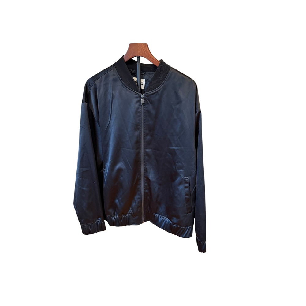 Edited by Remi Bader Black Satin Bomber Jacket‎ Womens 2X Full Zip Lightweight